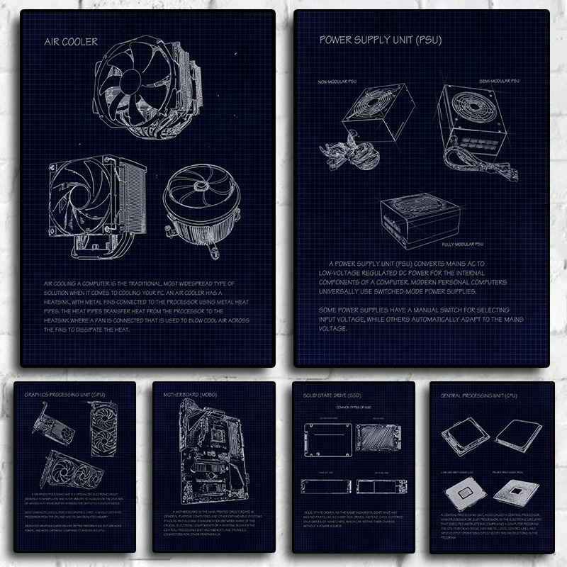 Retro Gaming Life - Geek Blueprint Schilderij Canvas Print Posters