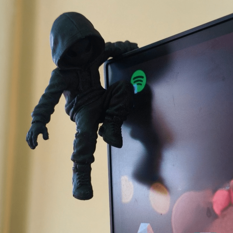 Retro Gaming Monitor - Klimmende Alien Mini Beeldje 3D Print