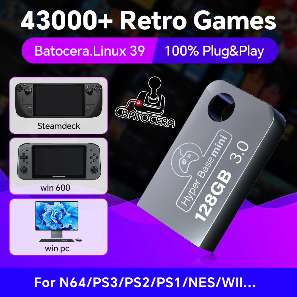 Retro Gaming Theme - Batocera 128G Usb Flash Drive Voor